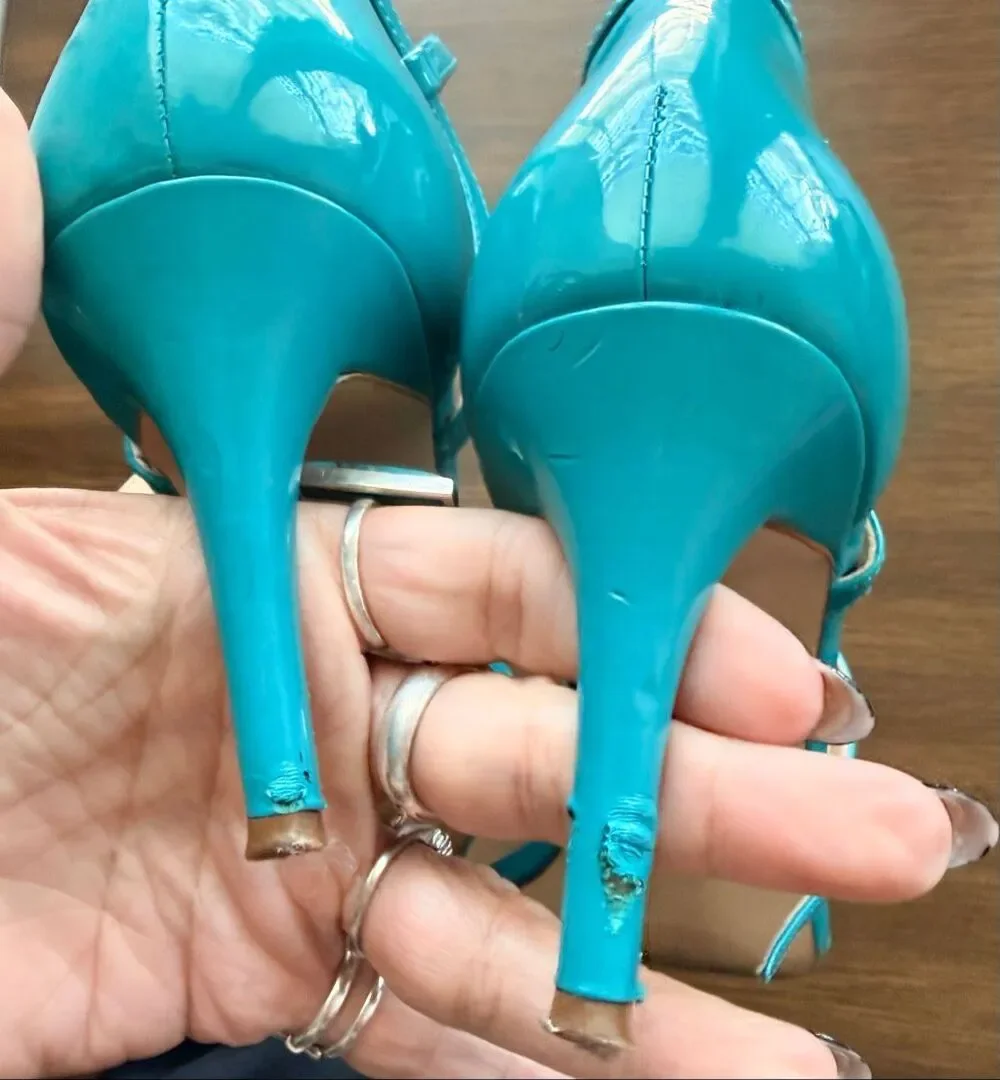Michael Kors Size 10 Leather Turquoise Blue Pump Heels Open Toe